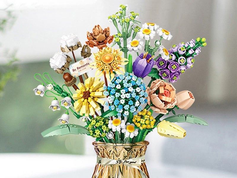 DIY Flowers Bouquet Building Blocks Toys Kit Bricks Toys Home Decoration Style 1 Carousel 3