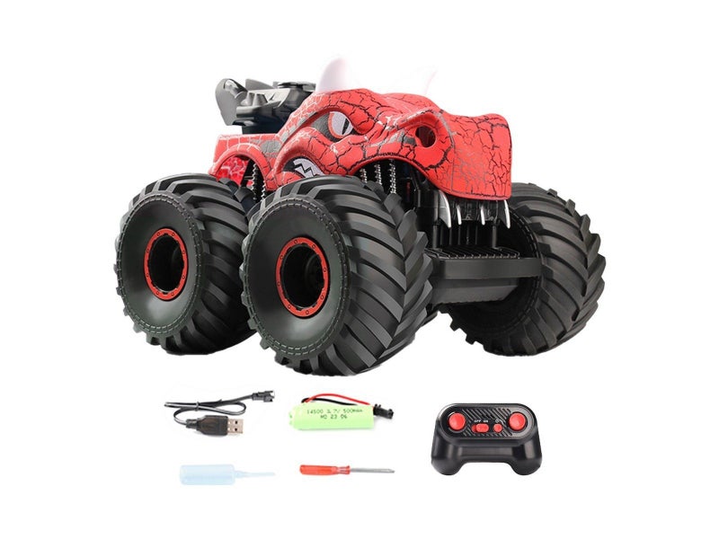 Dinosaur Toys RC Stunt Car 360 Degree Rolling Twister with Light Red Carousel 1