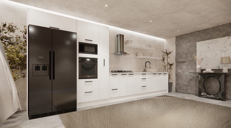 Straight type Kitchen white matte finish with blum hinges Carousel 1