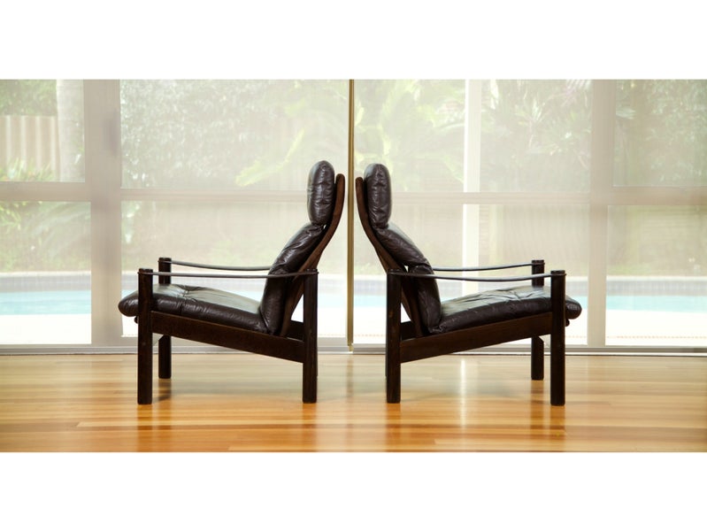 Danish Leather Lounge Chairs by Ebbe Gehl & Soren Nissen 1970s Carousel 8