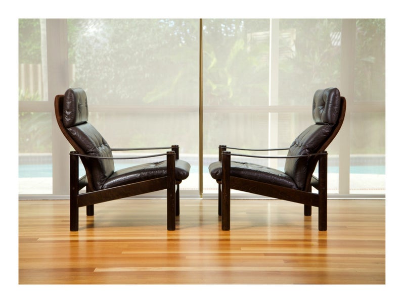 Danish Leather Lounge Chairs by Ebbe Gehl & Soren Nissen 1970s Carousel 2