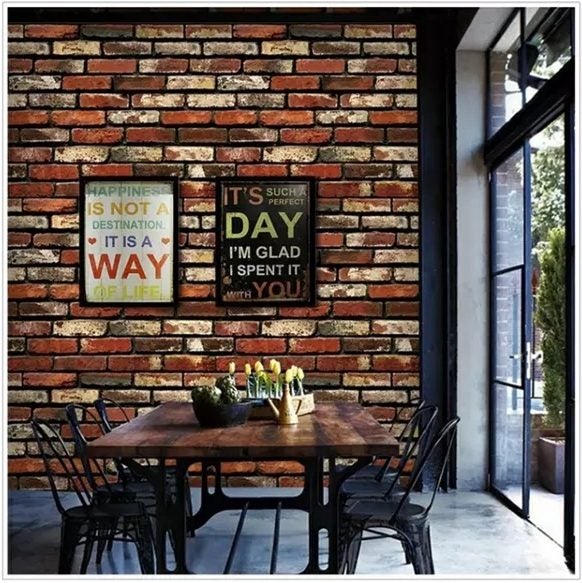 a Red Brick Ground Wallpaper for Cafe Restaurant Barber Shop Carousel 1
