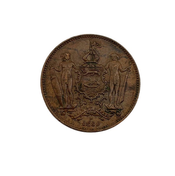 British North Borneo 1889H One Cent Copper Coin Good Very Fine Condition Carousel 1