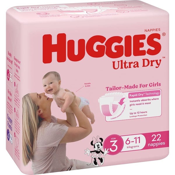 Huggies Ultra Dry Nappies Girls Size 3 (6-11kg) Carousel 1