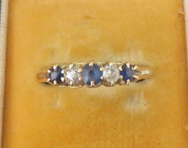 Victorian Sapphire and old cut diamond half hoop Carousel 1