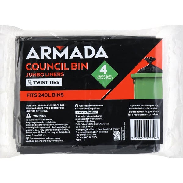 Armada Wheely Bin Liner Jumbo 240l 4pack Carousel 1