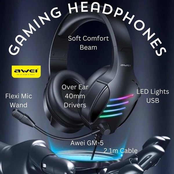 Gaming Headphones - LED Side Lights - Mic Wand - Over Ear Muffs - Great Gift!64594544984193111