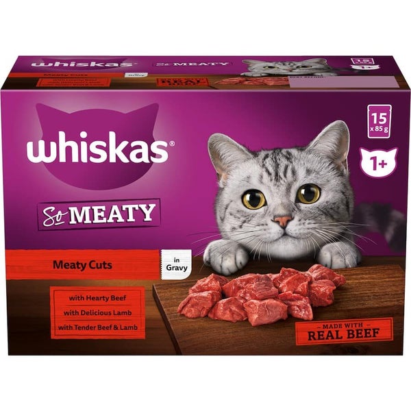 Whiskas Wet Cat Food Meaty Cuts In Gravy Pouch 15x85g Carousel 1