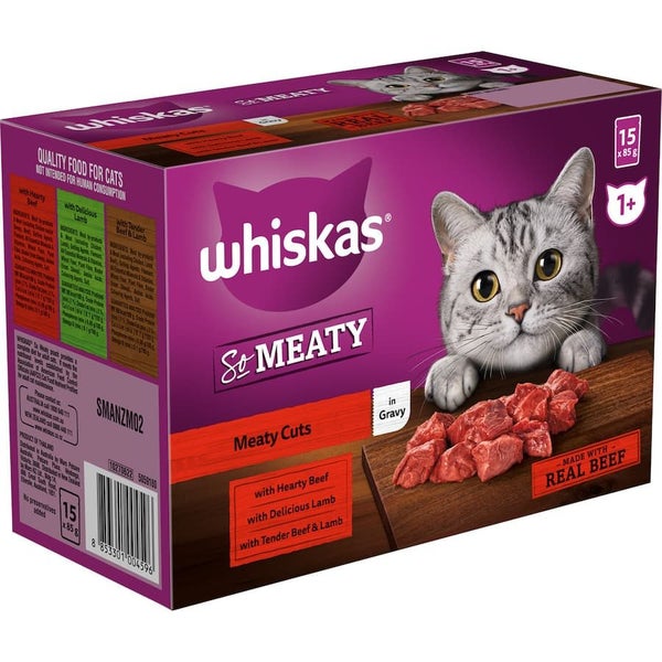 Whiskas Wet Cat Food Meaty Cuts In Gravy Pouch 15x85g Carousel 2