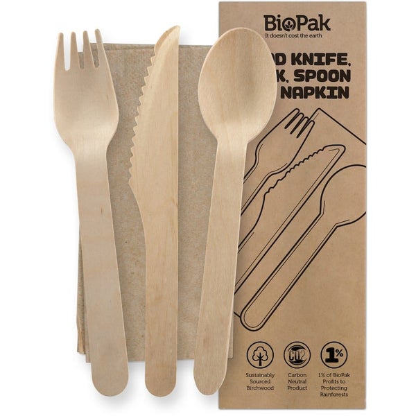 Biopak Cutlery Set Wooden Single set Carousel 1