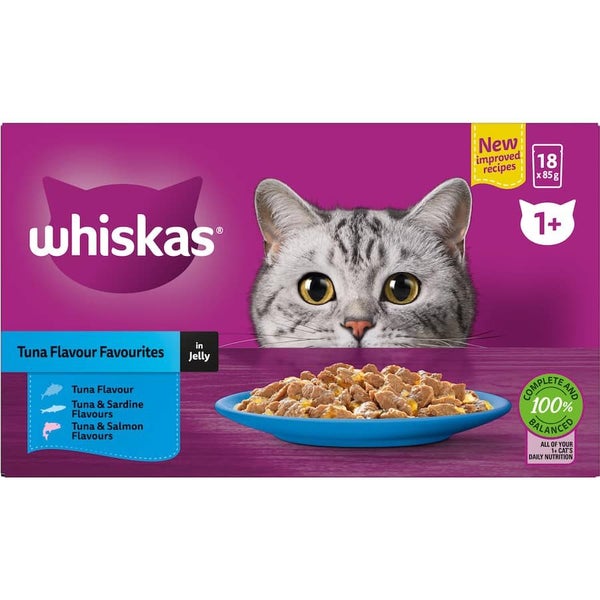 Whiskas Wet Cat Food Tuna Favourites Jelly Pouch 18x85g Carousel 2