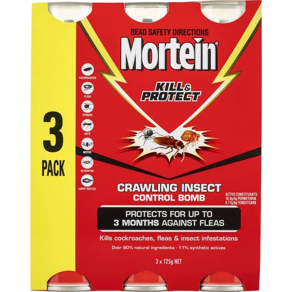 Mortein Kill & Protect Crawling Insect Bomb 3pack Carousel 1