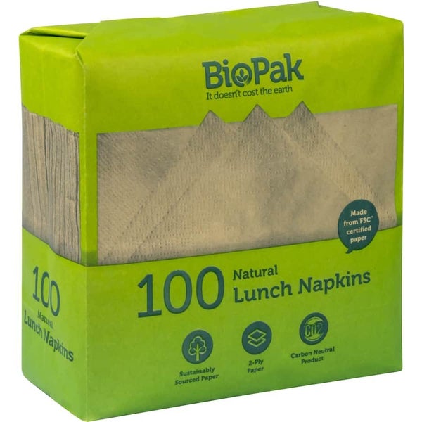 Biopak Lunch Napkins Natural 1/4 Fold 100pack Carousel 1
