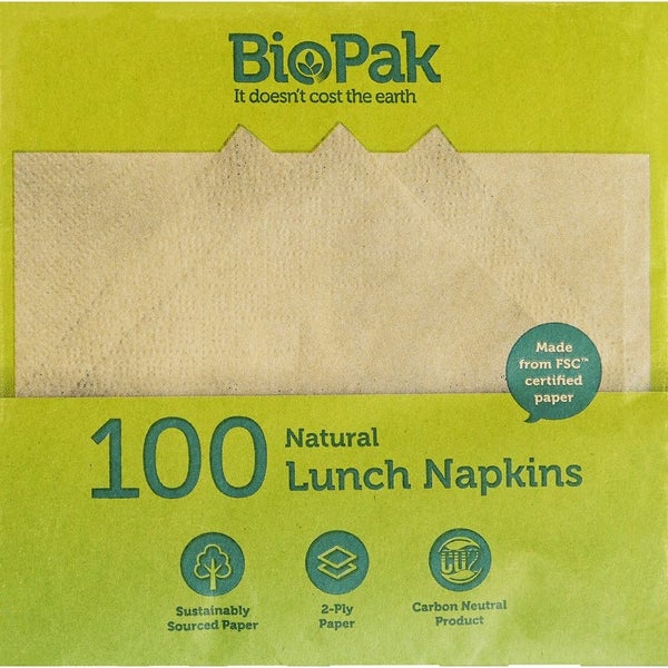 Biopak Lunch Napkins Natural 1/4 Fold 100pack Carousel 2