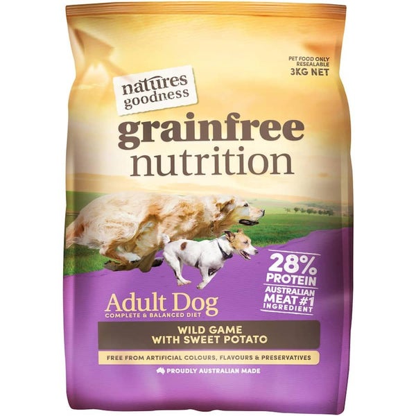 Natures Goodness Grain Free Dry Dog Food Wild Game & Sweet Potato Bag 3kg Carousel 1