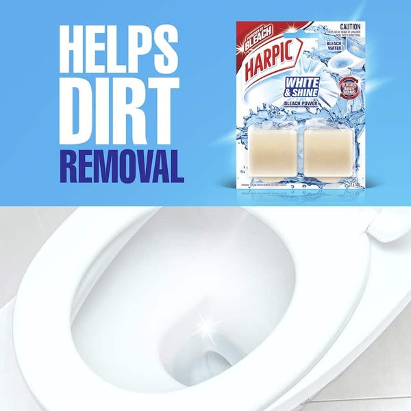Harpic Toilet Cleaner White & Shine Bleach In Cistern Block 2 pack 100g Carousel 6