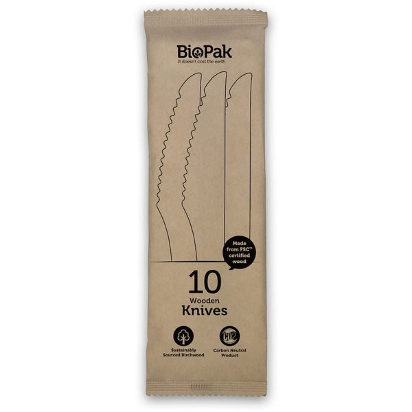 Biopak Knives Wooden 16cm 10pack Carousel 1