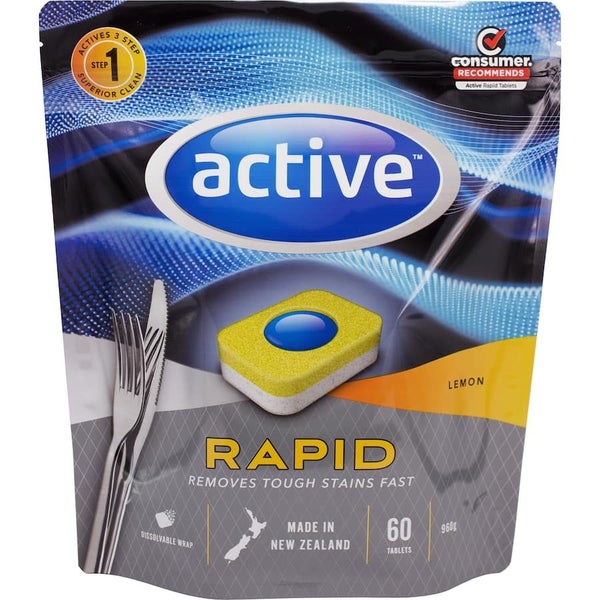 Active Dishwasher Tablets Rapid Lemon 60pack Carousel 1