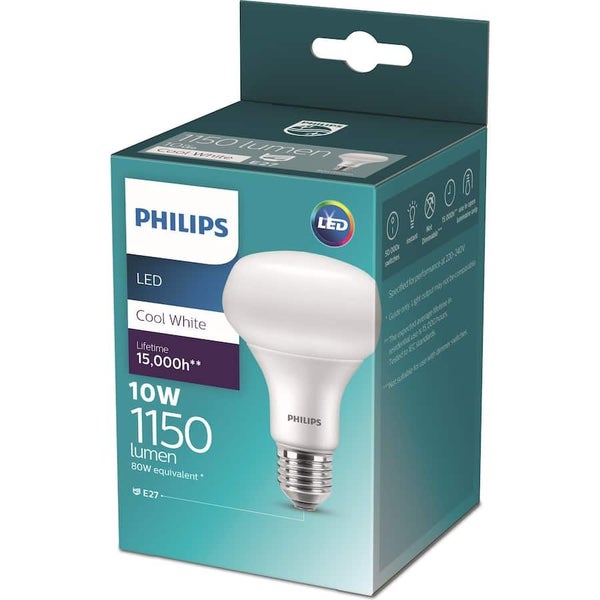 Philips Led Light Bulb 10w E27 4000 Cool White R80 Carousel 1