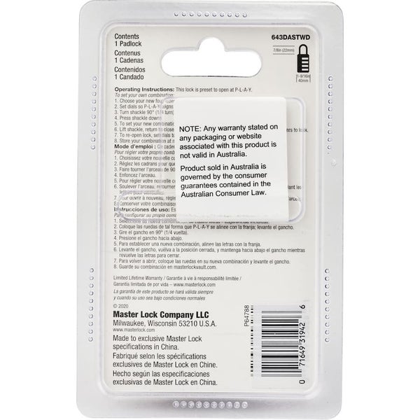 Master Lock Locks & Alarms Word Combination Padlock Carousel 3