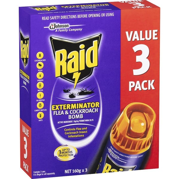Raid Exterminator Bomb Multiple Insect Control 3pack Carousel 1
