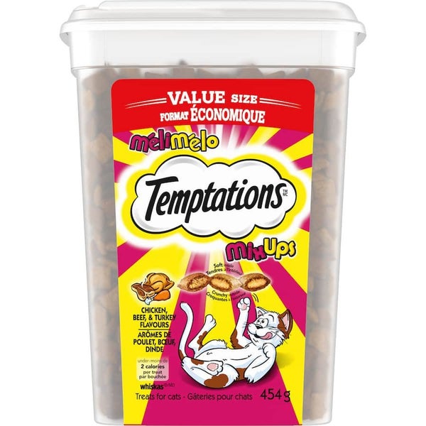Temptations Mix Ups Cat Treats Chicken Beef & Turkey Tub 454g Carousel 1