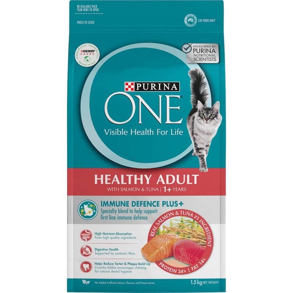 Purina One Healthy Adult Dry Cat Food Salmon & Tuna Bag 1.5kg Carousel 2