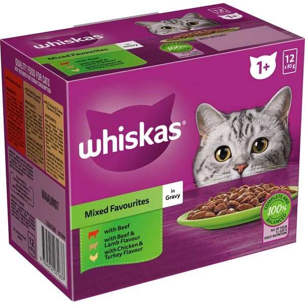 Whiskas Wet Cat Food Mixed Selections In Gravy Pouch 12x85g Carousel 2