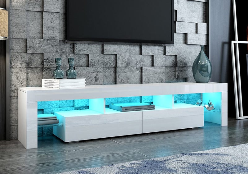 TV Cabinet 2 Drawers LED Light Carousel 2