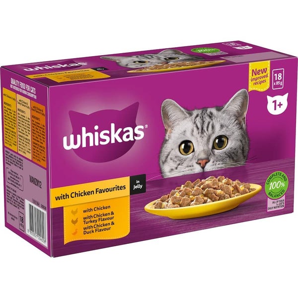 Whiskas Wet Cat Food Chicken Favourites In Jelly Pouch 18x85g Carousel 2