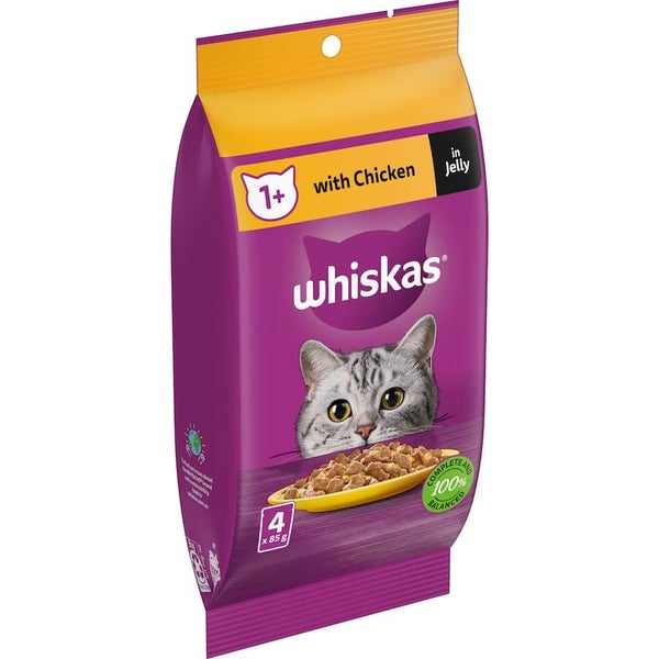 Whiskas Wet Cat Food Chicken Favourites In Jelly Bag 4x85g Carousel 1