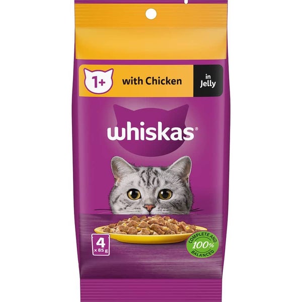 Whiskas Wet Cat Food Chicken Favourites In Jelly Bag 4x85g Carousel 2