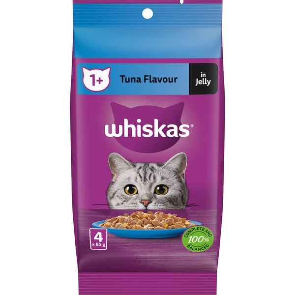 Whiskas Wet Cat Food Tuna Favourites Jelly Bag 4x85g Carousel 2