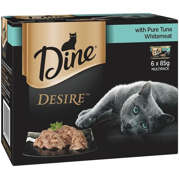 Dine Desire Wet Cat Food Pure Tuna Whitemeat Tins 6x85g Carousel 1