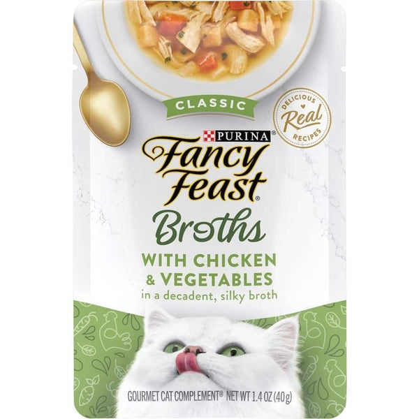 Fancy Feast Broths Wet Cat Food Chicken & Vegetables Pouch 40g Carousel 1