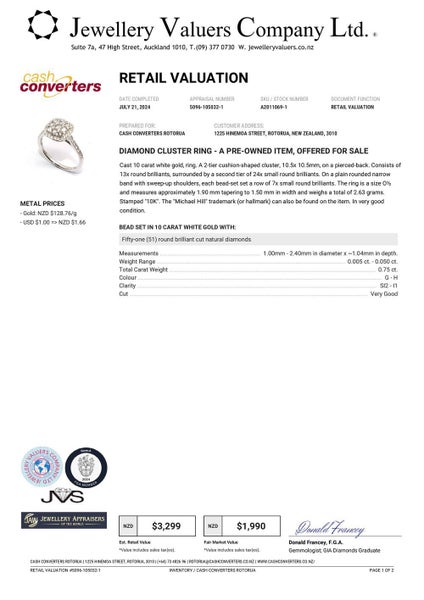 VAL $1,990 - 10ct White Gold Diamond Cluster Ring Carousel 2