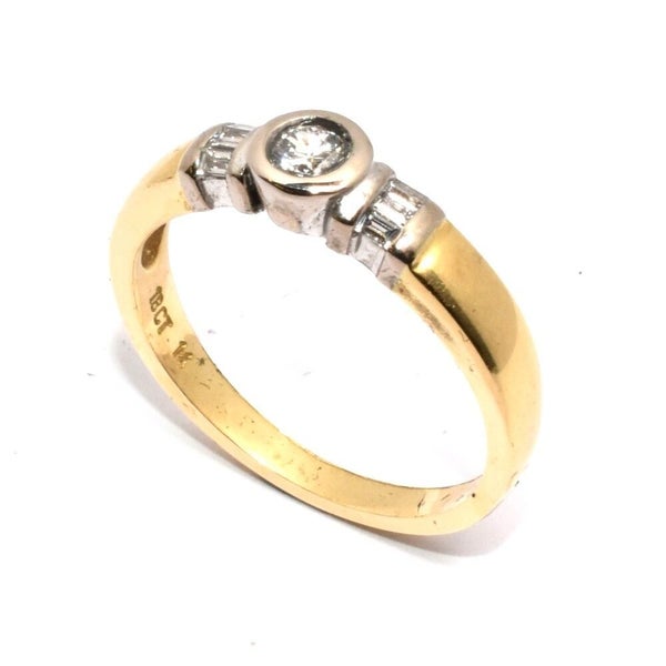 VAL $2,200 - 18ct Yellow & White Gold Solitaire Diamond Ring Carousel 1