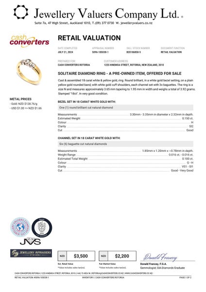 VAL $2,200 - 18ct Yellow & White Gold Solitaire Diamond Ring Carousel 2