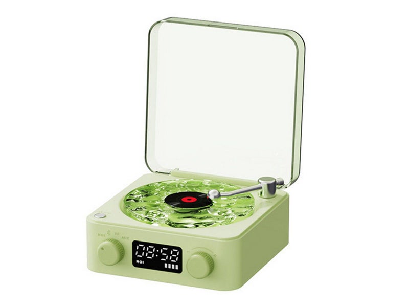 The Waves Bluetooth Vinyl Player Vintage Vinyl Record Bluetooth Speaker Green Carousel 1