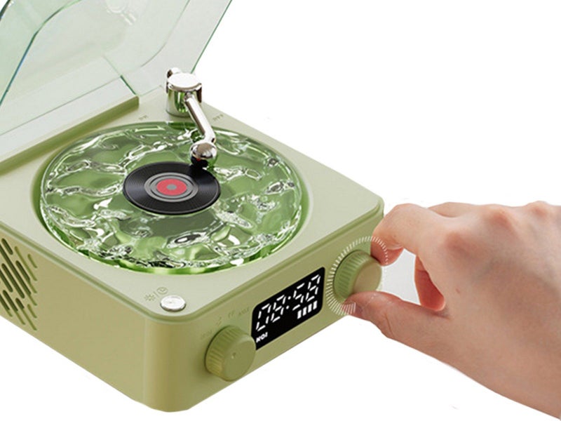 The Waves Bluetooth Vinyl Player Vintage Vinyl Record Bluetooth Speaker Green Carousel 2