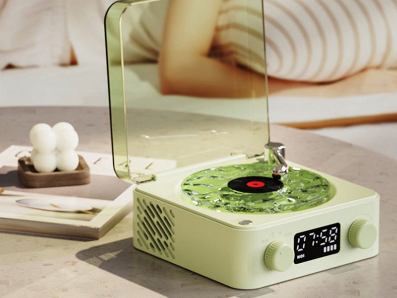 The Waves Bluetooth Vinyl Player Vintage Vinyl Record Bluetooth Speaker Green Carousel 5