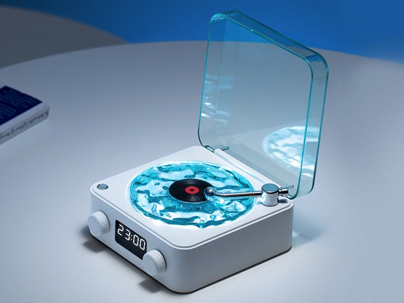 The Waves Bluetooth Vinyl Player Vintage Vinyl Record Bluetooth Speaker White Carousel 2