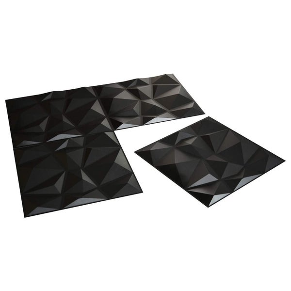 Textures 3D Wall Tiles Panels Black Diamond Design 12 PCS Carousel 2