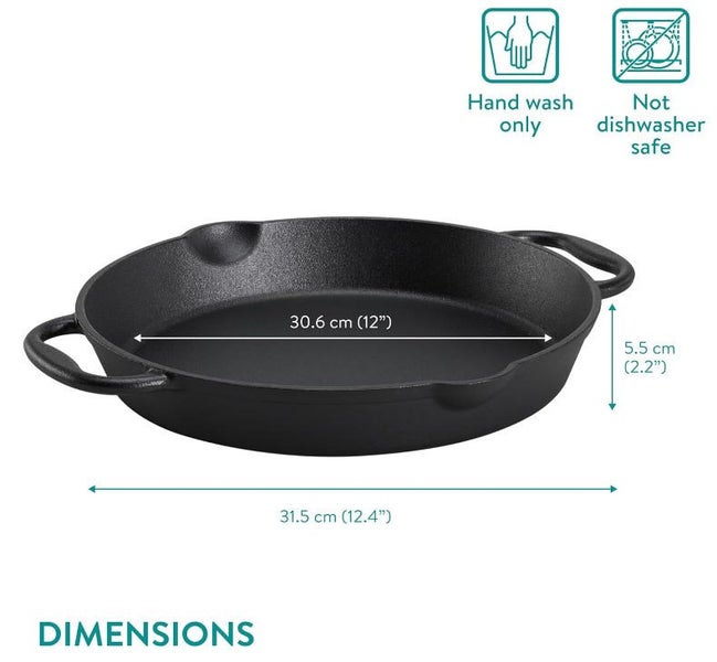 30cm Cast Iron Grill Skillet with Two Handles Carousel 6