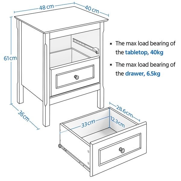 Brand New Side Table Nightstand Solid Wood Frame Carousel 2