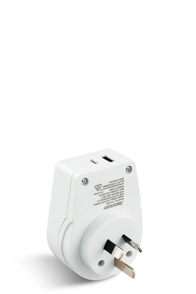 Jackson Slim USA & UK to NZ Travel Adapter with USB-A & C White Carousel 2
