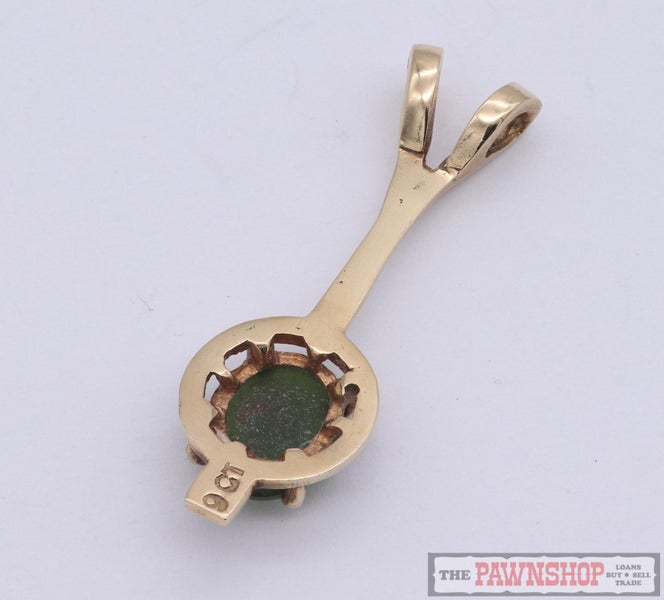 9ct Yellow Gold Greenstone Jade Pendant ~$600! Carousel 2