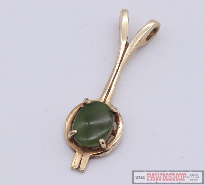 9ct Yellow Gold Greenstone Jade Pendant ~$600! Carousel 1