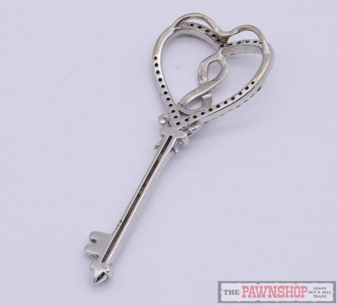 10ct White Gold Diamond Infinity Heart Key Pendant Carousel 2