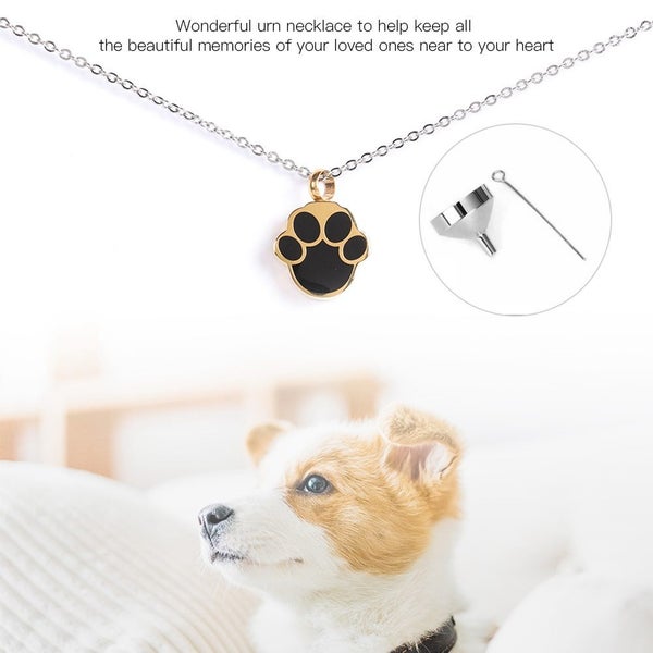 Footprint Pattern Urn Necklace Memorial Pet Ash Pendant Jewelry Carousel 2